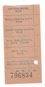 Transfer ticket - used by passengers on MMTB buses