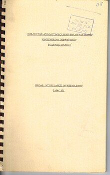 "Engineering Department - Planning Branch - Modal Interchange Investigations 1974 - 1975"