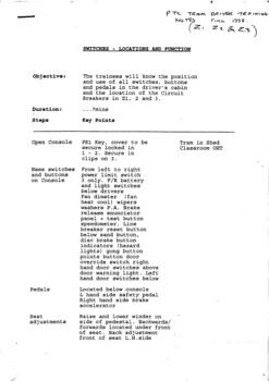 PTC tram driver training notes, c1995 for A, Z2 and Z3
