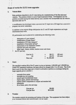 "Scope of works for Z1/Z2 tram upgrades"