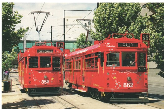 SW6 856 and 862 in the 2005 Christmas decorated livery - Flinders St West