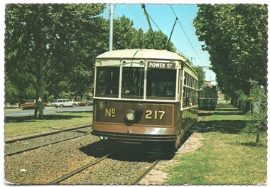 Birney Tram 217 in Dandenong Road, c1980.