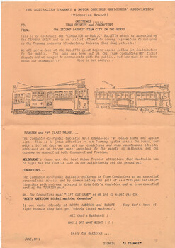 "Conductor to Public Bulletin Number One" - background sheet