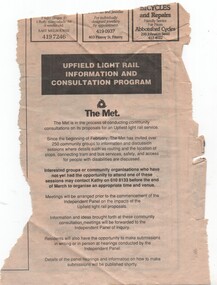"Upfield Light Rail Information and Consultation Program"