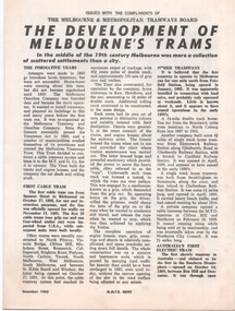 "The Development of Melbourne's Trams"