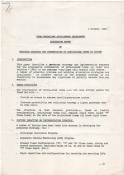 "Proposal Strategy for Introduction of Articulated trams to System"