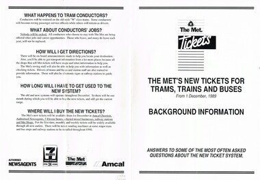 "The Met's new Tickets for Trams, trains and buses - Background Information"
