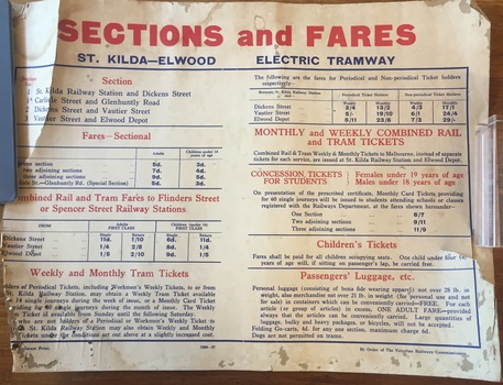 "Sections and Fares - St Kilda - Elwood Electric Tramway"