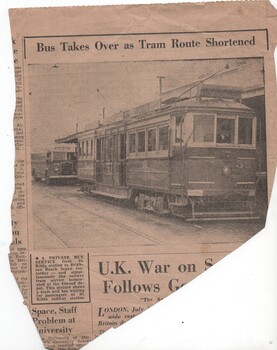 "Bus Takes Over has Tram Route Shortened"
