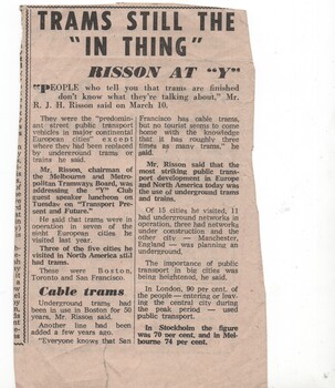"Trams Still the "In Thing" - Risson at "Y" '
