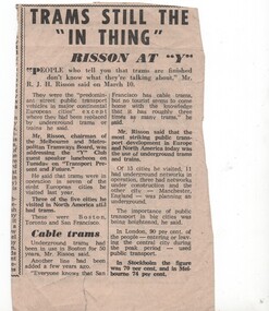 "Trams Still the "In Thing" - Risson at "Y" '