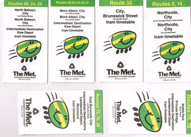 Set of 7 Tram Timetables - The Met