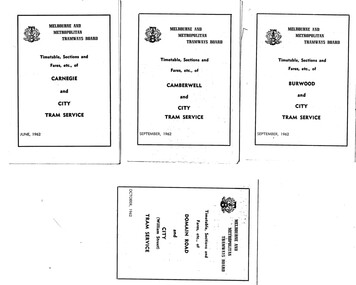 Set of 30 MMTB tram timetables,