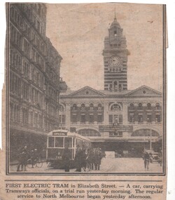 first electric tram in Elizabeth St