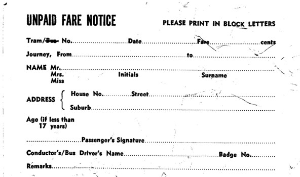 "Unpaid Fare Notice"