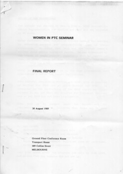 "Women in PTC Seminar - Final Report"