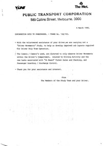 "Information Note to Passengers - Trams No. 138/193"
