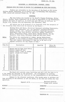 "Purchase from the Board or Eleven (11) Second-hand W2 Type Tram bodies"