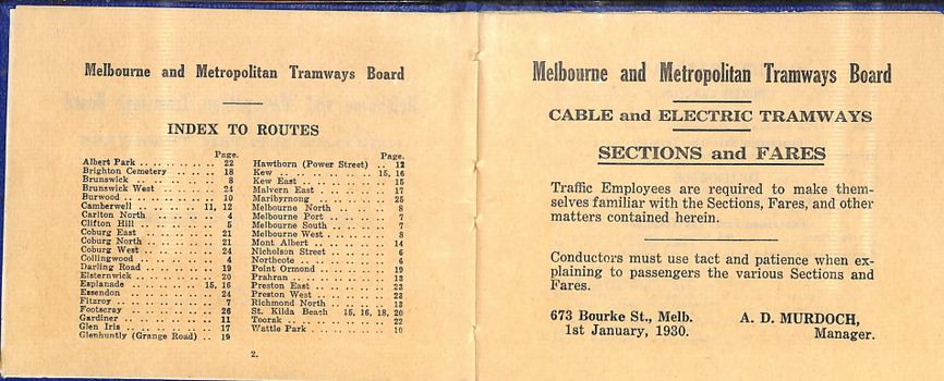 "MMTB Cable and Electric Tramways Sections and Fares"