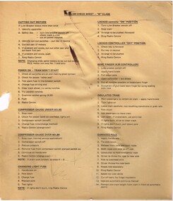 "Problem Check Sheet - W class"