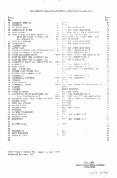 "Destinations and Route Numbers - Tram Routes - as at February 1983"