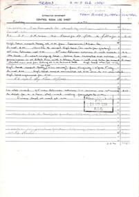 "Control Room Log Sheet"
