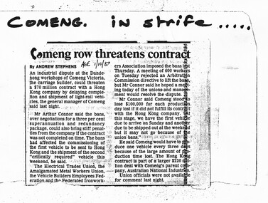 "Comeng row threatens contract"