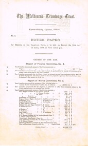 "Notice Papers for 'The Melbourne Tramways Trust' meetings"