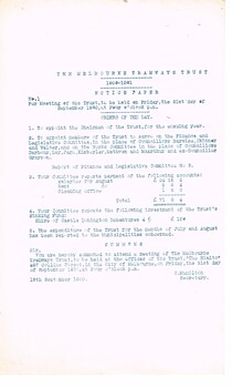 "Notice Papers for 'The Melbourne Tramways Trust' meetings"