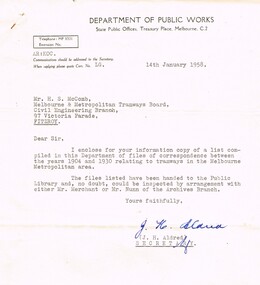 correspondence between the years 1904 and 1930 relating to tramway