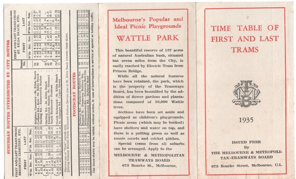 "Timetable of first and last trams"