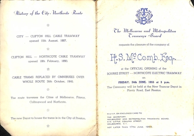 "Official Opening of the Bourke Street - Northcote Electric Tramway"