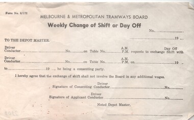 "Weekly Change of Shift or Day Off"