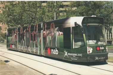 Melbourne tram D 3513 advertising NAB, St Kilda Road,