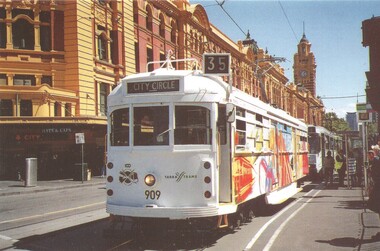 decorated tram W6 909, painted for the centennial of electric trams in Melbourne