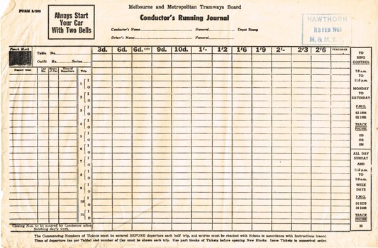 "Conductor's Running Journal"