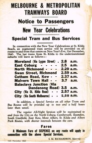 Notice to Passengers - New Year Celebration - Special Tram and Bus Services"