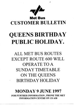 "Customer Bulletin - Queens Birthday Public Holiday"