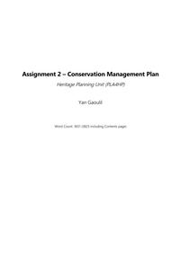 Conservation Management Plan for The Tramway Signal Cabin