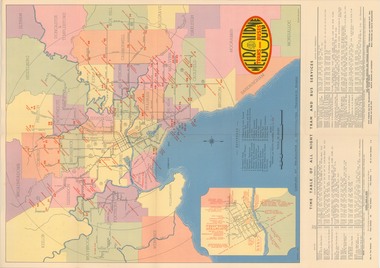 "Map and timetable of Melbourne Tram and Bus Services" - March 1952"