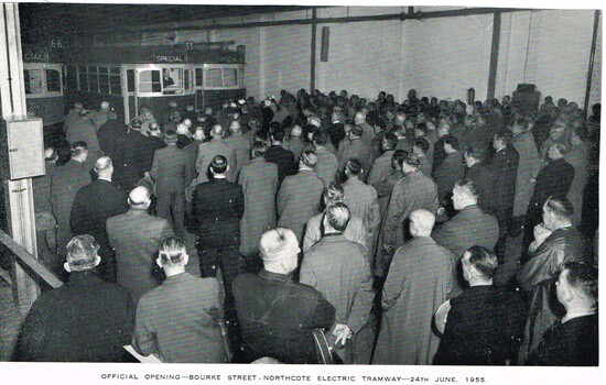 "Official Opening - Bourke Street - Northcote Electric Tramway - 24 June 1955"