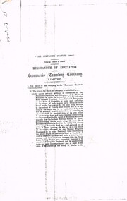 "Memorandum of Association of the Beaumaris Tramway Company Limited"