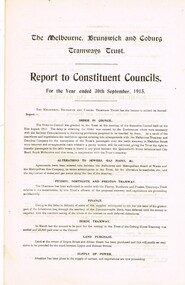 "The Melbourne, Brunswick and Coburg Tramways Trust - Report to Constituent Councils
