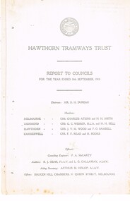 "Hawthorn Tramways Trust - Report to Councils"