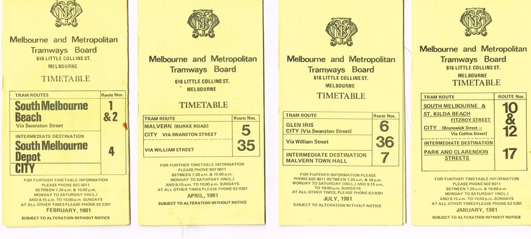 "MMTB Tram Timetables"