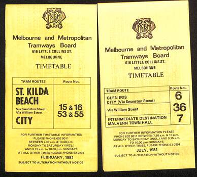 "MMTB Tram Timetables"