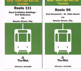 "The Met Tram North-South Light Rail Line Timetable"