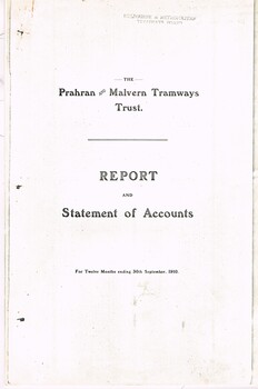 "The Prahran and Malvern Tramways Trust - Report and Statement of Accounts