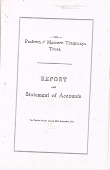 "The Prahran and Malvern Tramways Trust - Report and Statement of Accounts