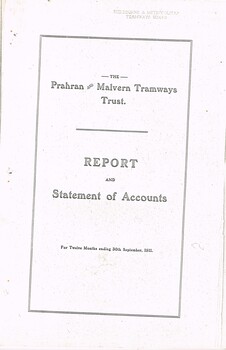 "The Prahran and Malvern Tramways Trust - Report and Statement of Accounts